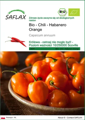 Zdjęcie produktu dla SAFLAX - Bio - Chili - Habanero Orange - 20 Nasiona - Capsicum annuum