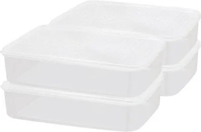 Produktbild von Gefrierschrank Organizer - 4 Stück - Magnetische Gefrierschrankbehälter - Lunchdosen Kühlschrank Organizer - Eisfachbehälter mit Deckel Tiefkühlbehälter