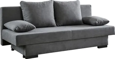 Produktbild von Schlafsofa - Grau - Webstoff - mit Gästebettfunktion und Bettkasten - mit Kissen