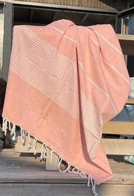 Image de Unyqoos® XXL Serviette de plage Hamam, motif pêche – Serviette de plage pour 2 personnes et couverture de pique-nique, 100% coton, extra grande (240×220 / 240×210 cm), légère et polyvalente
