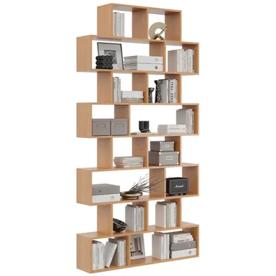 Produktbild von Moderne Wandbibliothek in Erle – Skandinavisches Bücherregal mit offenen Fächern für Wohnzimmer, Büro oder Schlafzimmer