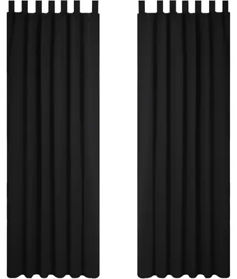 Produktbild von Vorhang Blickdicht Schlaufen Gardinen Schlafzimmer Thermogardine 175x140cm Schwarz 2er Set