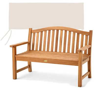 Produktbild von Teako Design Gartenbank Catania Teakholz Massiv 120cm mit Sitzkissen Creme