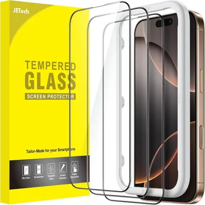 Obrázok produktu pre Ochranná fólia na obrazovku pre iPhone 16 Pro Max (6,9 palca), čierny rám, tvrdené sklo, 3 kusy