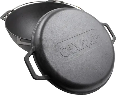 Produktbild von Kasan 12L Gusseisen Grillpfanne Deckel Camping Kazan Ø 41cm