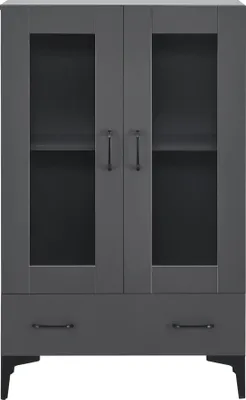 Produktbild von Vitrinenschrank 'Søndersø' mit Schublade und 2 Türen 70 x 31 x 115 cm Dunkelgrau