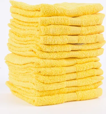 Produktbild von 12er Set Gästehandtücher 30x50cm Qualitätsfrottee 100% Baumwolle 500g/qm einfarbig Farbe gelb