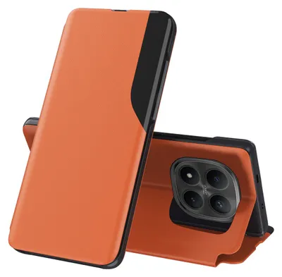Produktbild von Hülle für Xiaomi Redmi Note 15 Pro 4G, Flip Stand Cover Kunstleder Schutzhülle Orange