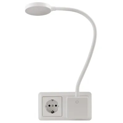 Produktbild von EINLICHT Halo LED-Steckdosenleuchte, Schwanenhals, 3-stufig dimmbar, 3,3W, 220-240V, weiß