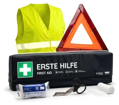 Obrázok produktu pre Elzusha – Autobatoh prvej pomoci s výstražným trojuholníkom a bezpečnostnou vestou