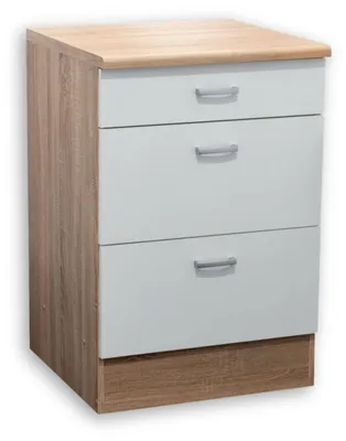 Immagine prodotto di Mobile base >Ailina< in rovere Sonoma / bianco, materiale derivato dal legno - 60x90x60 cm (LxAxP)