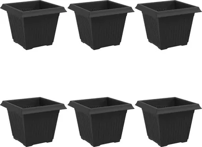 Obrázek produktu pro vidaXL Čtvercový květináč, 6 ks, černý, 20 x 20 x 16 cm