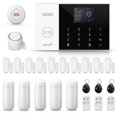 Image de Système d'alarme sans fil 4G avec application - Son de 120 décibels - Fonctionne sur batterie - Pour intérieur