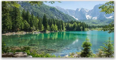 Produktbild von Tulup Leinwand-Bilder 120x60 Wandbild Canvas Kunstdruck Gebirge See Wald Natur