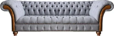 Zdjęcie produktu dla Jasnoszara sofa Chesterfield tapicerowana do salonu designerska sofa 4-osobowa