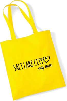 Produktbild von Huuraa Jutebeutel Salt Lake City my love 10 Liter Yellow Baumwolle Tasche Geschenkidee