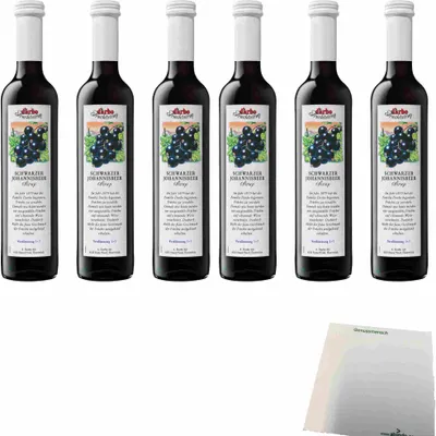 Produktbild von Darbo Fruchtsirup Schwarze Johannisbeere 6er Pack (6x0,5l Flasche) + usy Block