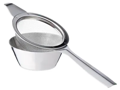 Edelstahl-Theefilter mit Abtropfschale, feinmaschig, 14,2 cm