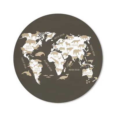 Produktbild von MuchoWow® Mauspad Mousepad Weltkarte - Weiß - Tiere 30x30 cm - Mousepads - Maus Mat - Pad - Mausunterlage - Tischunterlage - Schreibtischmatten