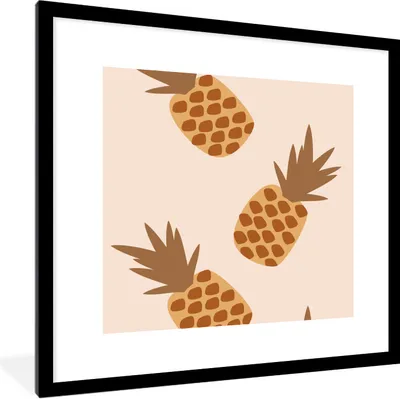 Produktbild von MuchoWow® Gerahmtes Poster Sommer - Ananas - Obst 40x40 cm - Poster mit Schwarzem Bilderrahmen Wandposter Rahmen Foto Bilder - Poster - Plakat im Rahmen