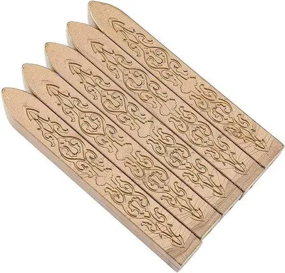 Zdjęcie produktu dla Zestaw 5 sztuk zabytkowych sztyftów do lakowania listów – rękodzieło DIY, ręcznie robione koperty w stylu vintage, lakowe pieczęcie (brąz).