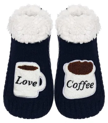Produktbild von Hüttensocken mit Antirutsch-Noppen, Kuschelsocken Damen Herren Einheitsgröße Love Coffee