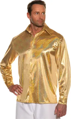Produktbild von 70er Jahre Gold Metallic Disco Hemd Größe: XXL