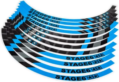 Productafbeelding van STAGE6 Wielstickerset voor scooters, 12 inch, blauw