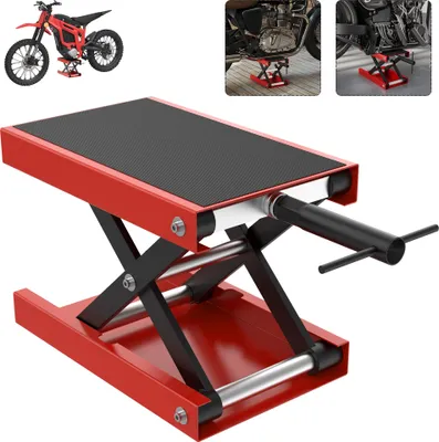 Obrázok produktu pre LZQ Motocyklový zdvihák 500 kg, Výškovo nastaviteľný nožnicový zdvihák 95-340 mm, Široká plošina a kľuka, Stredový stojan na opravu a údržbu, Robustný a odolný