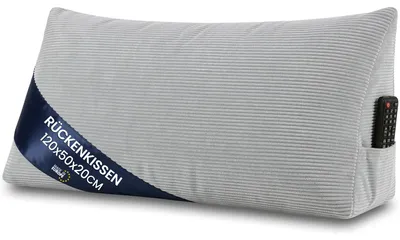 Produktbild von Keilkissen Rückenkissen Lesekissen für Bett Sofa & Couch Hellgrau Cord 120 cm