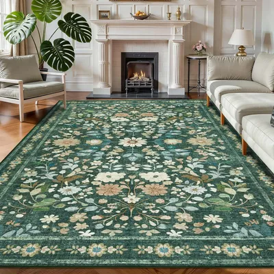 Immagine prodotto di Tappeto, motivo floreale vintage, 160 x 230 cm, verde, per il soggiorno