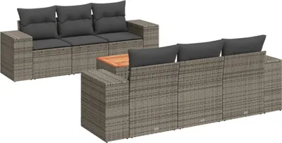 Produktbild von vidaXL 7-tlg. Garten-Sofagarnitur mit Kissen Grau Poly Rattan