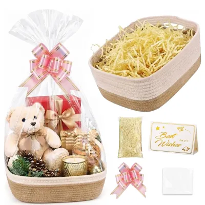 Immagine prodotto di Omgoods - Cesto regalo per confezioni regalo, 30 x 20 x 12 cm, color kaki e bianco