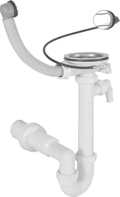 Produktbild von Siphon Geräteanschluss Überlauf Bowdenzug Ventil Ø 114 mm Ablauf Ø 50 mm