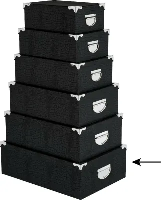 Produktbild von 5Five Aufbewahrungsbox/Box - schwarz - L48 x B33,5 x H16 cm - Karton