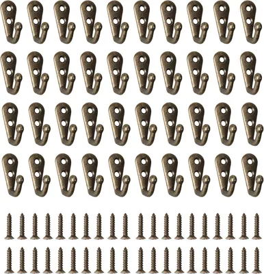 Immagine prodotto di Ganci a uncino singolo da parete, 40 pezzi, in metallo, inclusi 80 viti, adatti per bagno e cucina