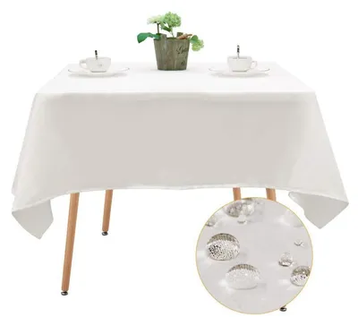 Obrázok produktu pre Biela obrus, perleťová farba, 140 x 140 cm, odolný voči nečistotám, saténový vzhľad, štvorcový