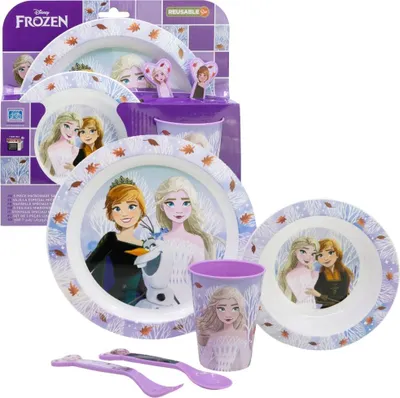 Produktbild von Disney Frozen Teller-Set Mikrowellengeeignet 5-teiliges Kindergeschirr