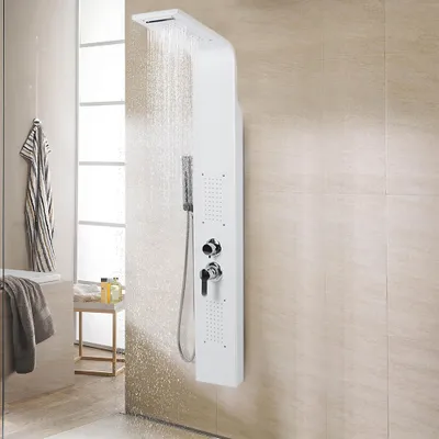 Produktbild von Duschpaneel Edelstahl Duschsäule Regendusche Massage Duscharmatur Duschsystem Weiß