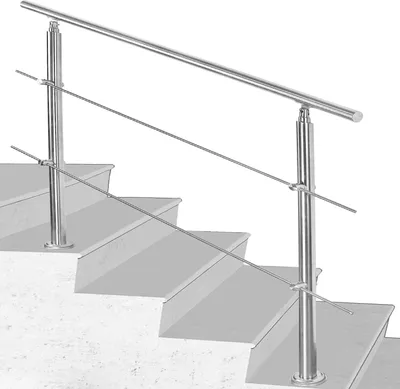 Produktbild von EINFEBEN Treppengeländer Geländer Balkongeländer Edelstahl Handlauf Bausatz mit Querstreben innen & Außen, Balkon (160cm, 2 Querstreben) Geländer und Handläufe