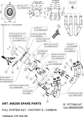 Obrázek produktu pro Držák výfuku LeoVince, sada šroubů OEM 308482602R, pro motocykly Yamaha R6