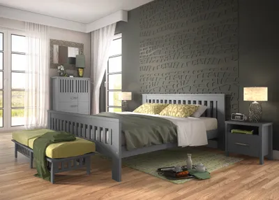 Produktbild von MINIO Bett 180 cm LAURO Anthrazit Kiefernholz