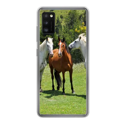 Produktbild von MuchoWow® Handyhülle Schutzhülle Hülle für Samsung Galaxy A41 Pferde - Baum - Schatten Silikon Softcase Handy Hülle - Mobiltelefon