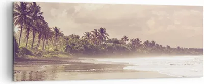 Produktbild von Bild auf Leinwand - Leinwandbild - Einteilig - Palmen Strand Wasser - 140x50cm - Wand Bild - Wanddeko - Wandbilder - Leinwanddruck - Bilder - Wanddekoration - Leinwand bilder - AB140x50-4917