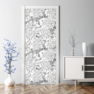 Produktbild von Dekorative Türposter Aufkleber selbstklebend Klebefolie Blumen und Blätter 70 x 200 cm