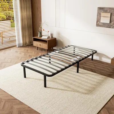 Image de DEWINNER - Sommier 90x190 cm | Sommier à Lattes 90x190 Solide et Confortable | Cadre de lit métal avec 6 Pieds Inclus | 14 Lattes en Bois de peuplier
