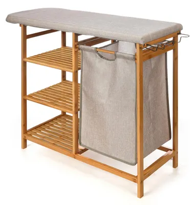Produktbild von Regal aus Bambus mit Bügelbrett und Wäschekorb BAMY, 111 x 34 x 82 cm