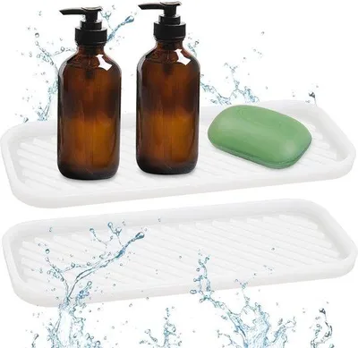 Immagine prodotto di Set di 2 sottopiatto in silicone sottili per cucina e bagno – ad asciugatura rapida, antiscivolo, senza BPA, lavabile in lavastoviglie, resistente al calore fino a 299 °C