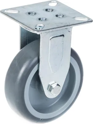 Produktbild von 75mm Bockrolle mit grauem TPR-Gummi auf Polypropylen-Mittelrad