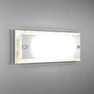 Immagine prodotto di Applique Moderna Tray Metallo Bianco Vetro Foglia Oro 2 Luci E27